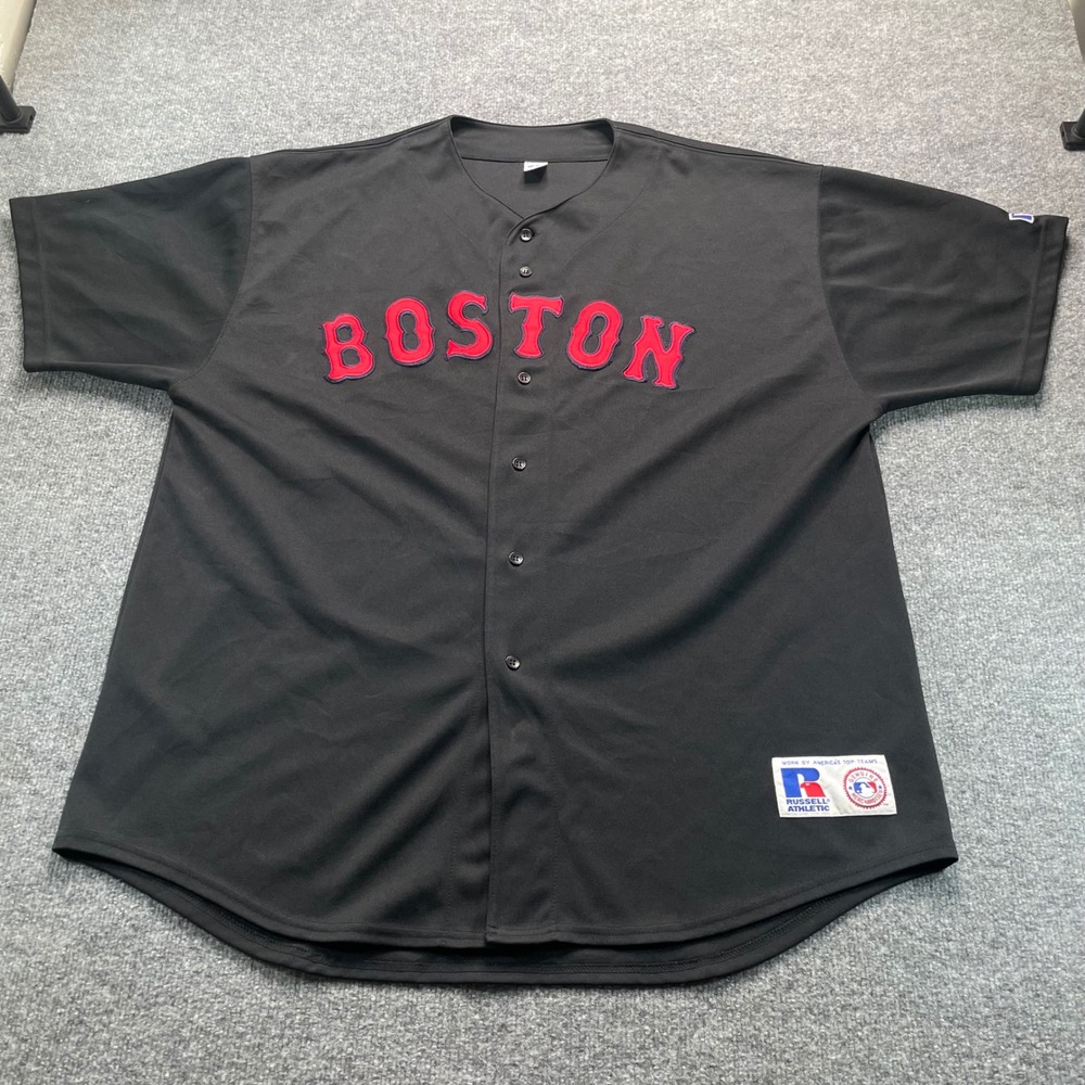 Russell Athletic Baseball Jersey Men's 3XL Black Boston MLB Button Front